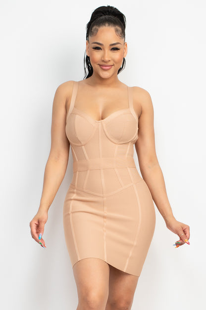 Sweetheart Bandage Dress - Nude