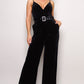 Velvet Rhinestone Belt Jumpsuit