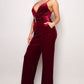 Velvet Rhinestone Belt Jumpsuit