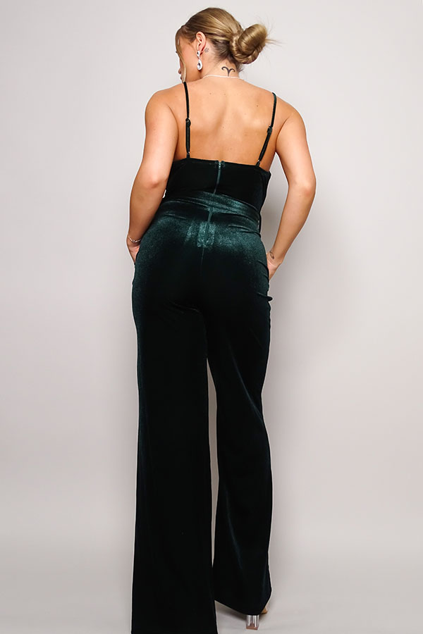 Velvet Rhinestone Belt Jumpsuit