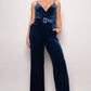 Velvet Rhinestone Belt Jumpsuit