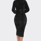 Sequin Zip Up Midi Dress