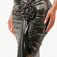 Metallic Strapless Side Cut Out Dress