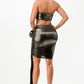Metallic Strapless Side Cut Out Dress