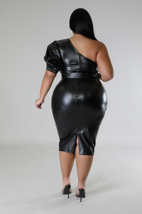 Curve Faux Leather Bodycon Dress