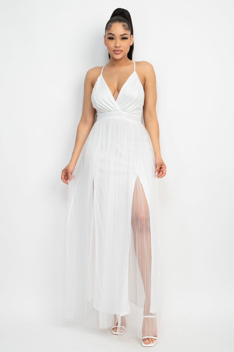 Mesh Slit Maxi Dress