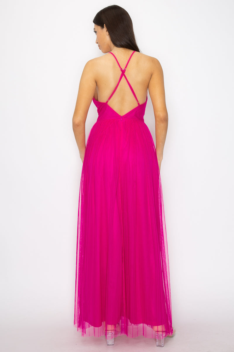 Mesh Slit Maxi Dress