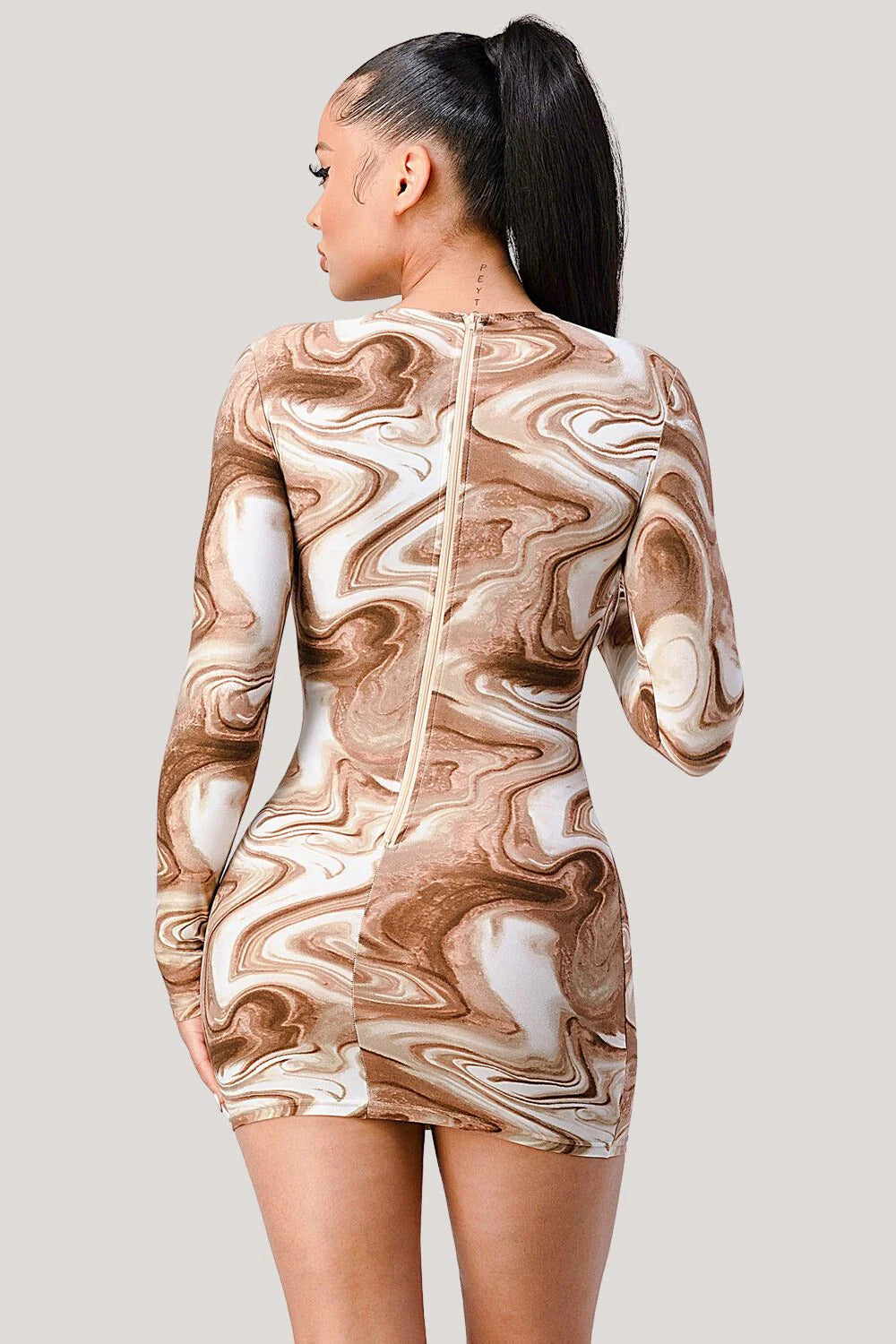 Marble Cutout Bodycon Mini Dress