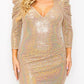 Curve Metallic Sequin Puff Sleeve Midi Dress