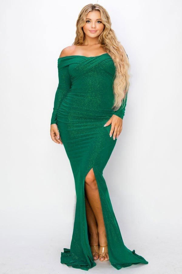 Long Sleeve Off Shoulder Party Maxi Dress