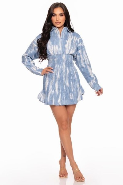 Tie Dye Button Down Mini Dress