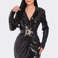 Belted Sequin Blazer Mini Dress