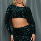 Velvet Sequin Skirt Set