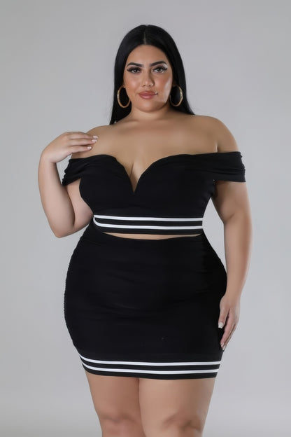 Curve Off Shoulder Skirt Set