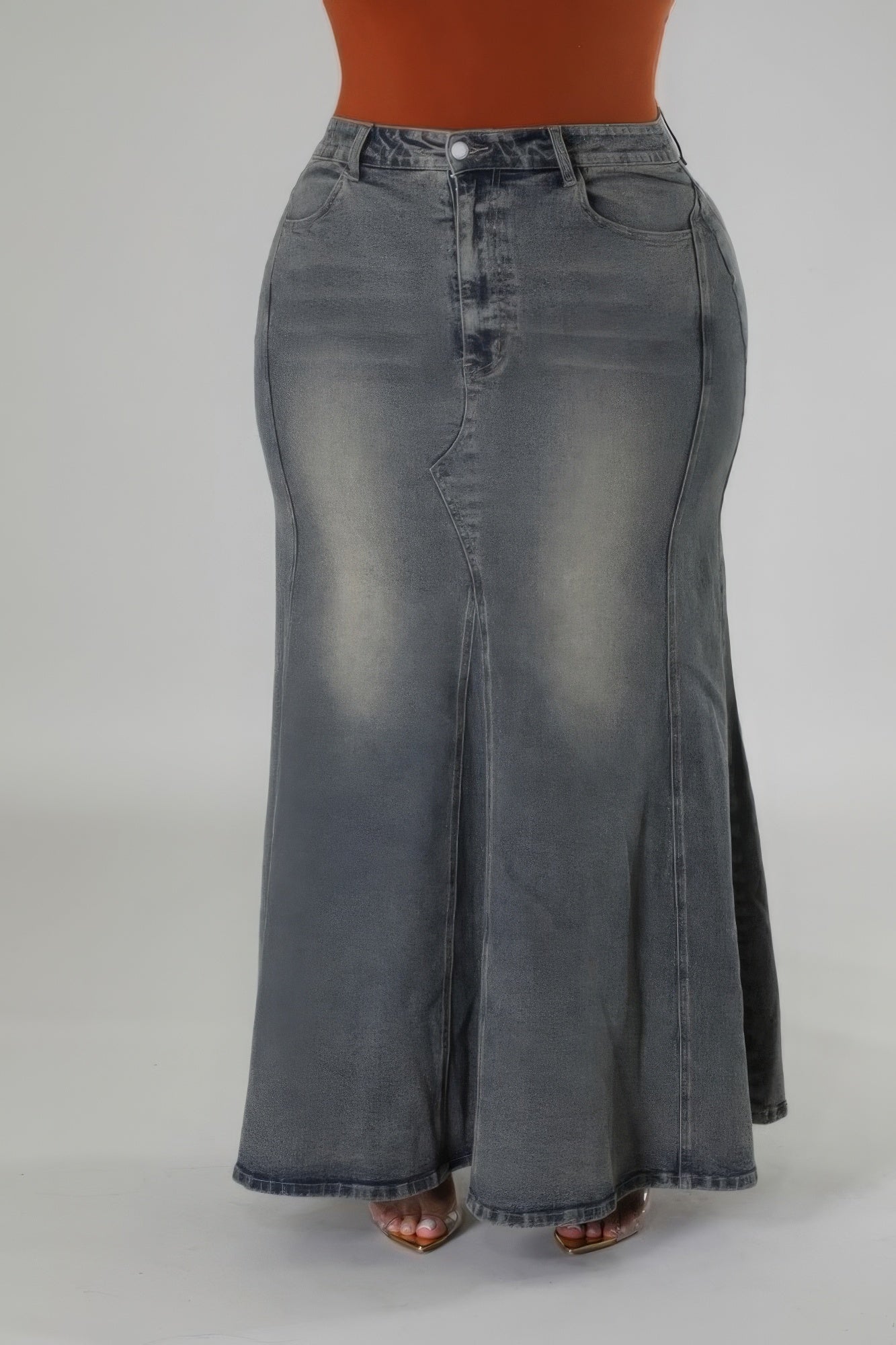 Denim High-waisted Stretch Skirt