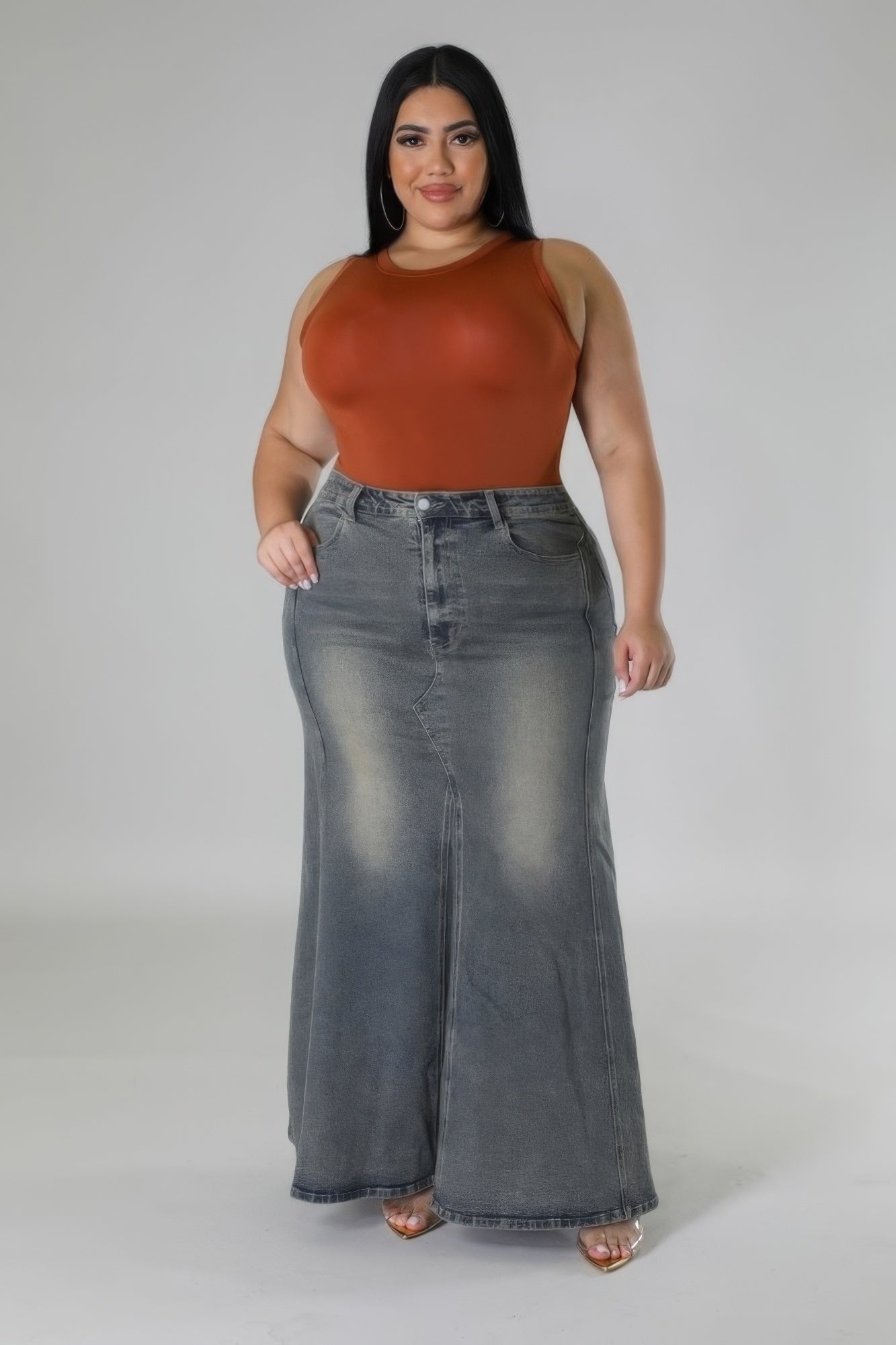 Denim High-waisted Stretch Skirt