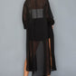 Button Down Long Sleeve Side Slit Maxi Top & Short Set