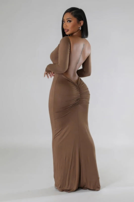 Long Sleeve Backless Maxi Dress