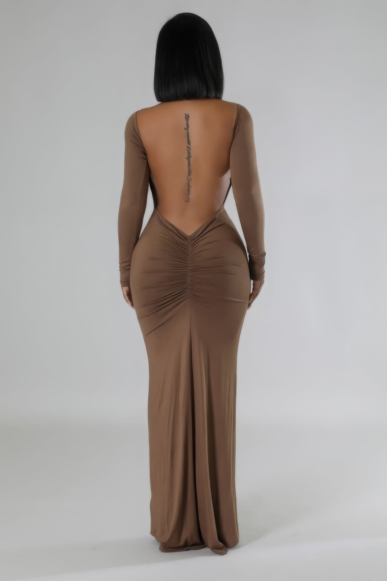 Long Sleeve Backless Maxi Dress